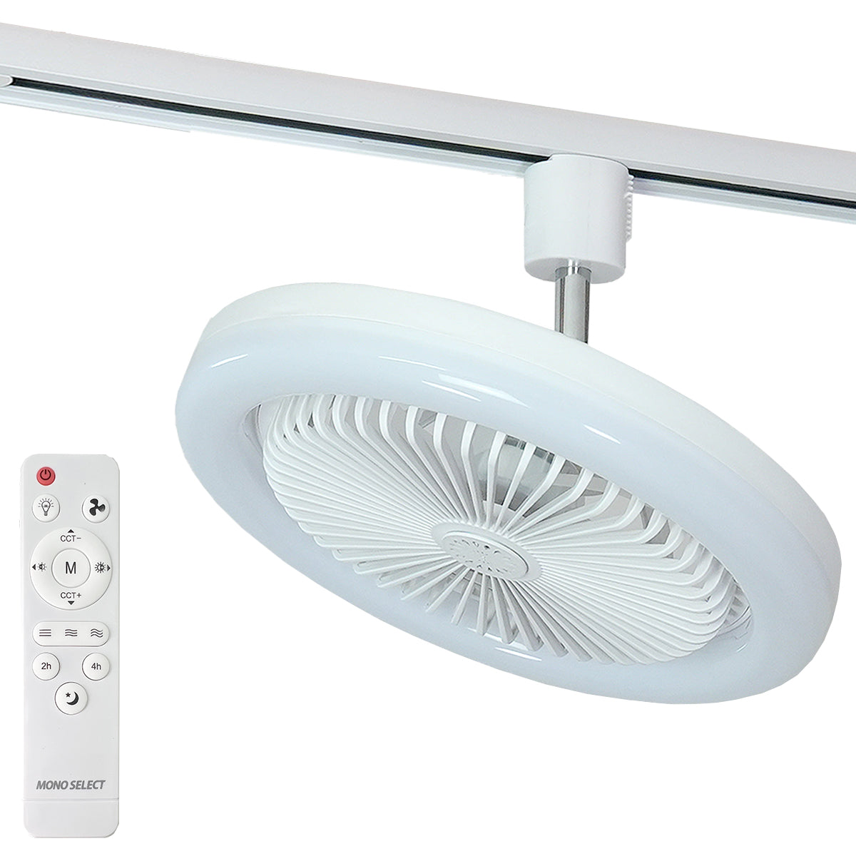 【ダクトレール用】LEDファンライト 扇風機 サーキュレーター DCモーター 照明 リモコン タイマー機能 省エネ 無階段調色/調光 DLF-100W